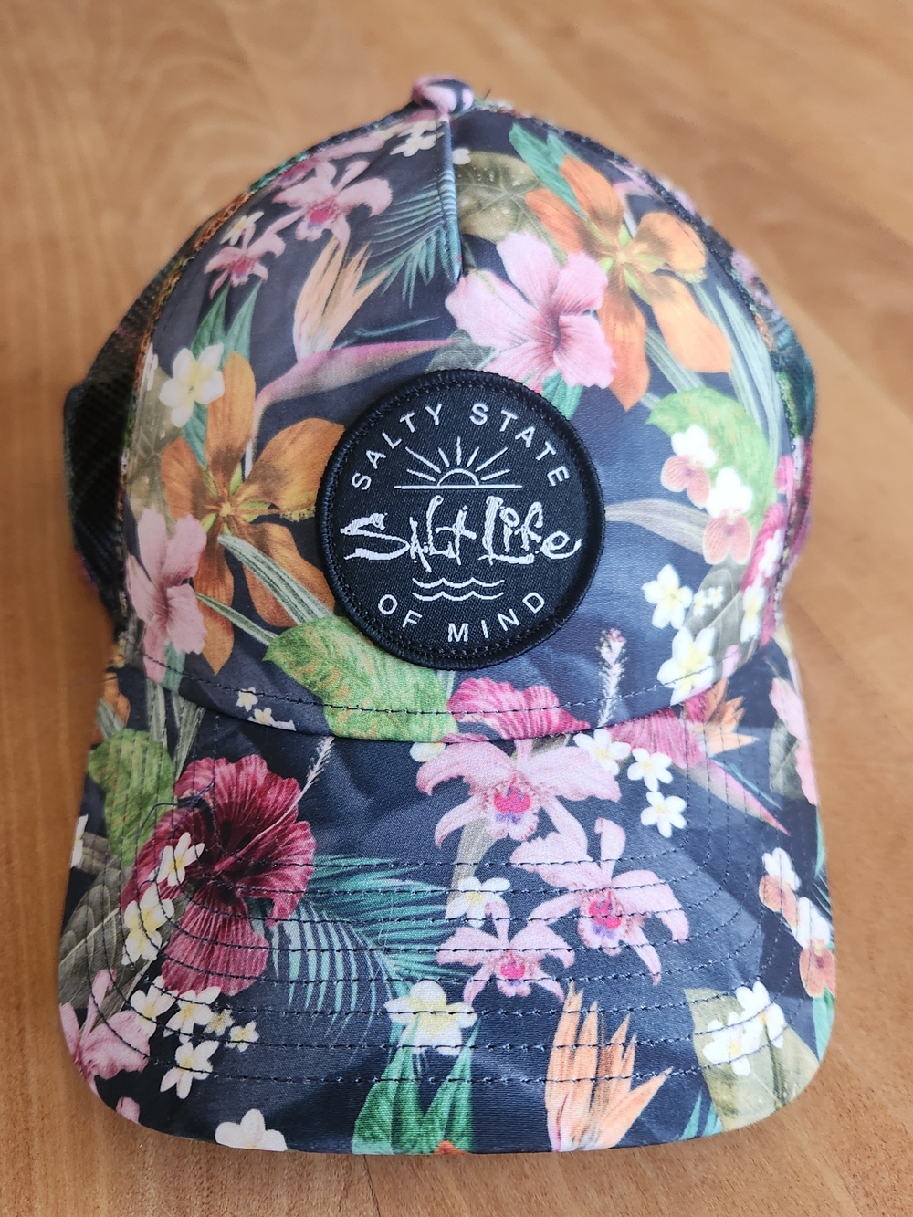 Salt Life Floral Mesh-Back Trucker Hat - Black, Pink, Green, Orange
